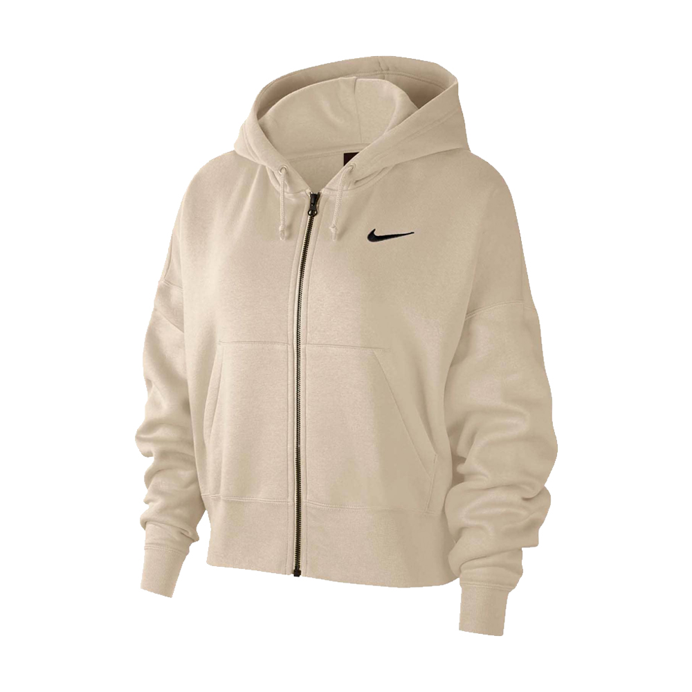 Women's Nike Sportswear Essential Full-Zip Fleece Hoodie - Oatmeal ...