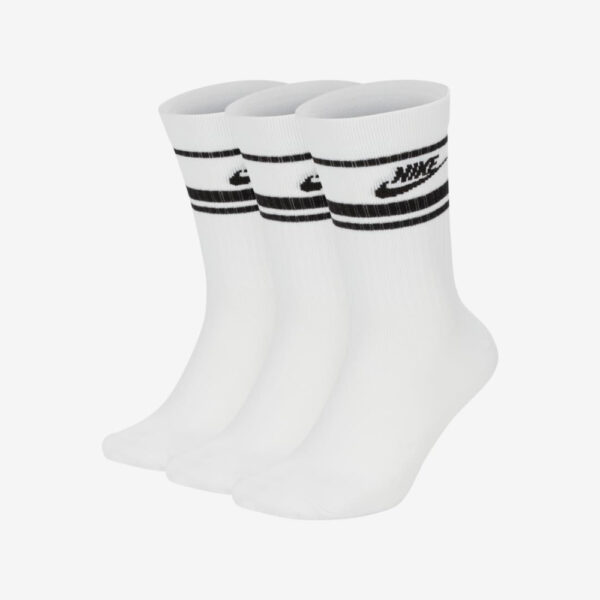 Nike Sportswear Everyday Essential Crew Socks 3P - Stripes - White/Black/(Black) image 1 | CQ0301-103 | Global Soccerstore
