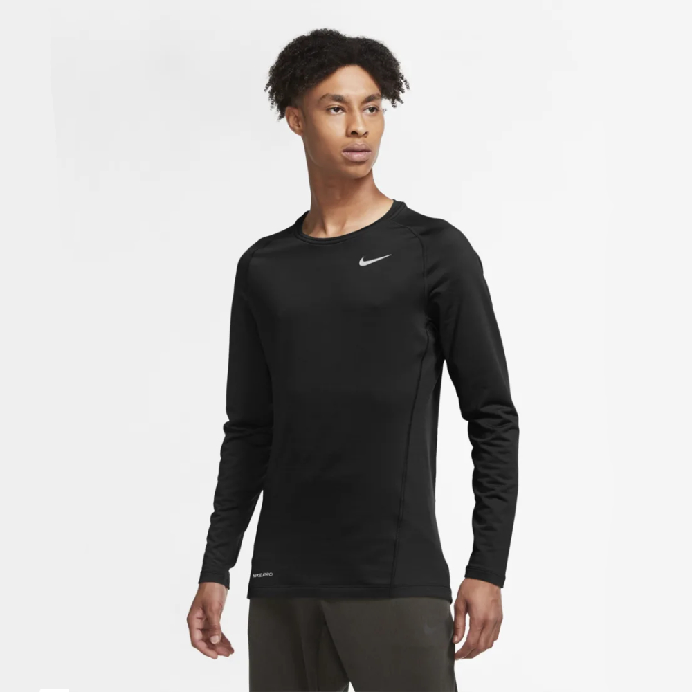 Nike Pro Warm Crew Top - Black/(White) | Global Soccerstore