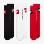 Nike Sportswear Everyday Essential Crew Socks 3PR – Black/University Red/White