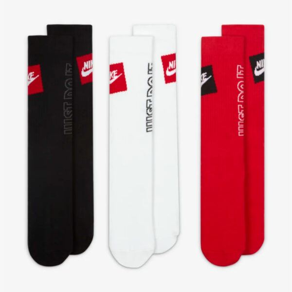 Nike Sportswear Everyday Essential Crew Socks 3PR - Black/University Red/White image 1 | DA2583-904 | Global Soccerstore