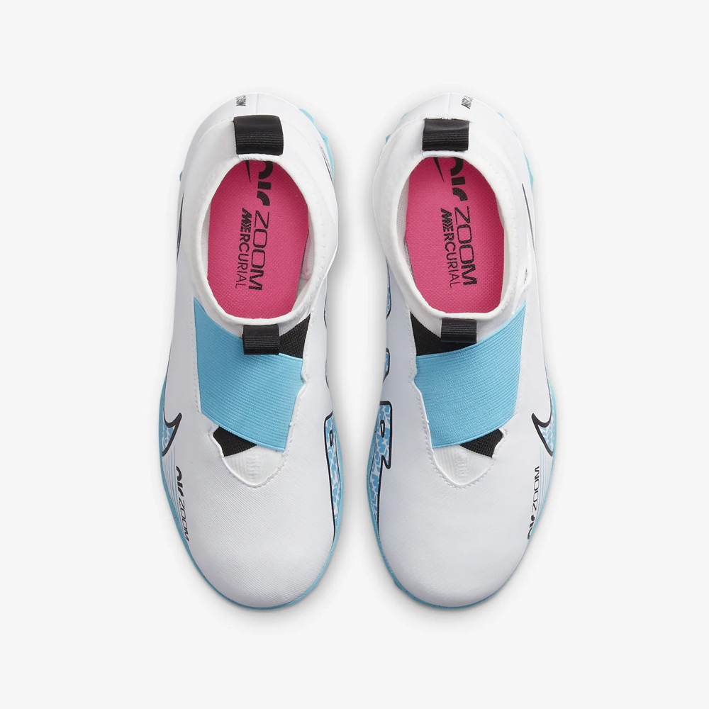 Nike Jr Zoom Mercurial Superfly 9 Academy TF – White/Pink Blast/Baltic Blue