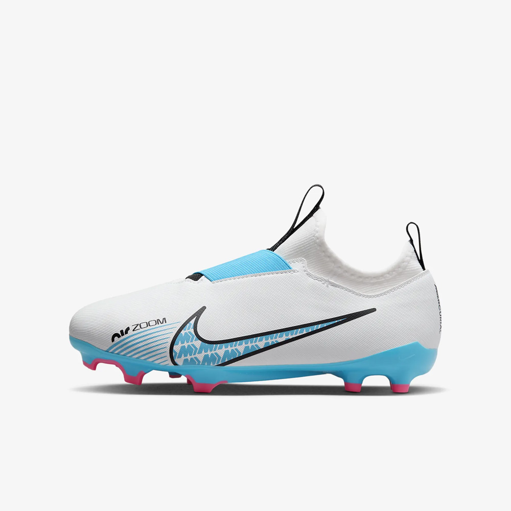 Nike Jr Zoom Vapor 15 Academy FG/MG - White/Pink Blast/Baltic Blue image 1 | DJ5617-146 | Global Soccerstore